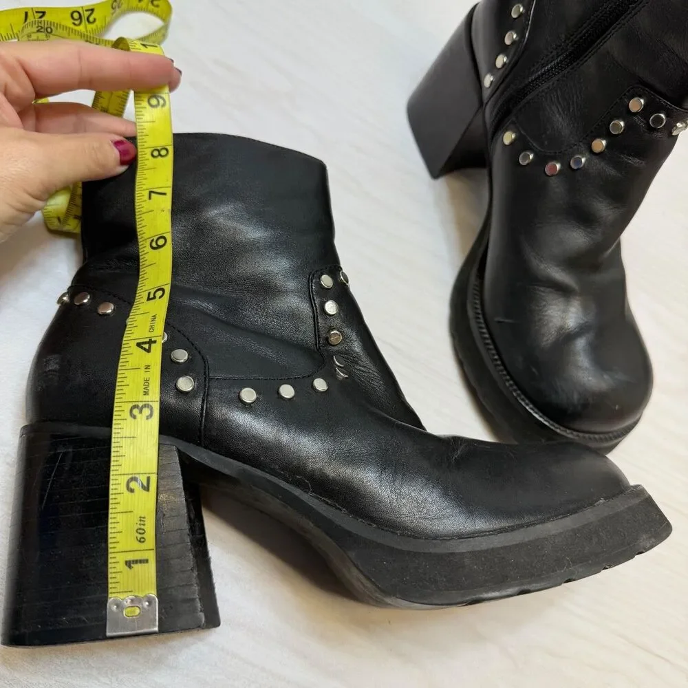ARIZONA JEAN CO Studded Platform Chunky Combat Boots Women's‎ Size 8.5M Black